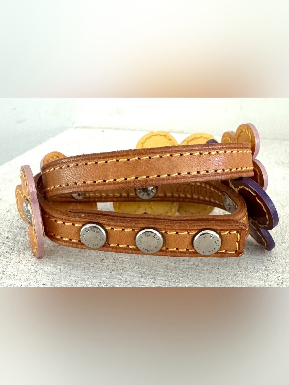 LOUIS VUITTON Vernis Flower Double Wrap Bracelet Choker Necklace - Picture 5 of 11